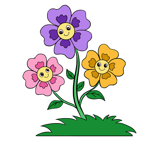 678x600 How To Draw Cartoon Flowers Easy Step By Step Drawing Guides