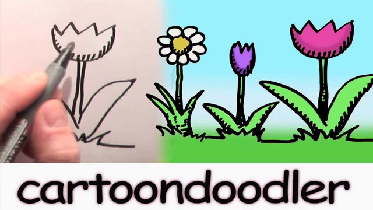 1280x720 How To Draw Easy Cartoon Flowers. How To Super Easy Draw Spring