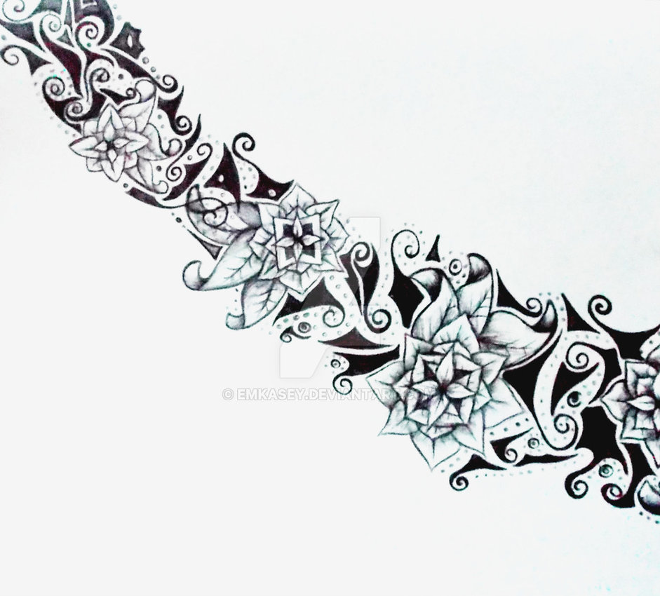 941x850 Flower Chain Tattoo Design By Emkasey