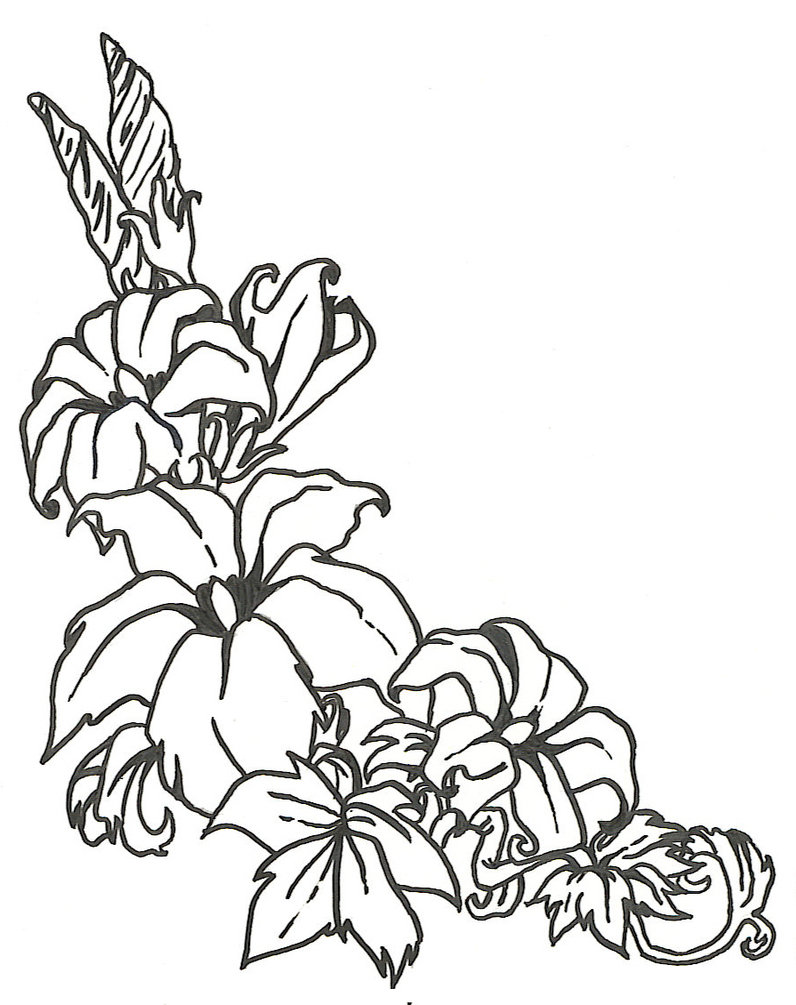 796x1005 Line Art Flowers Group