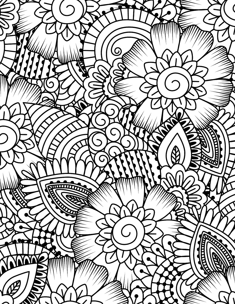 791x1024 Free Printable Coloring Page Flower Collage