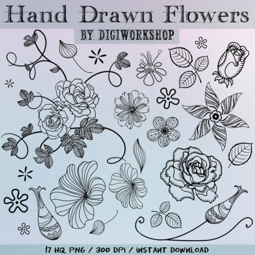 500x500 Hand Drawn Flowers Clipart