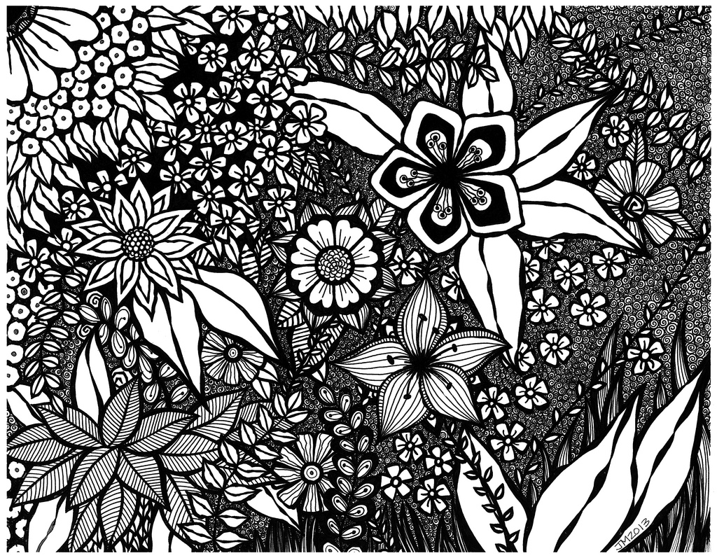 1024x797 Flower Collage Drawing