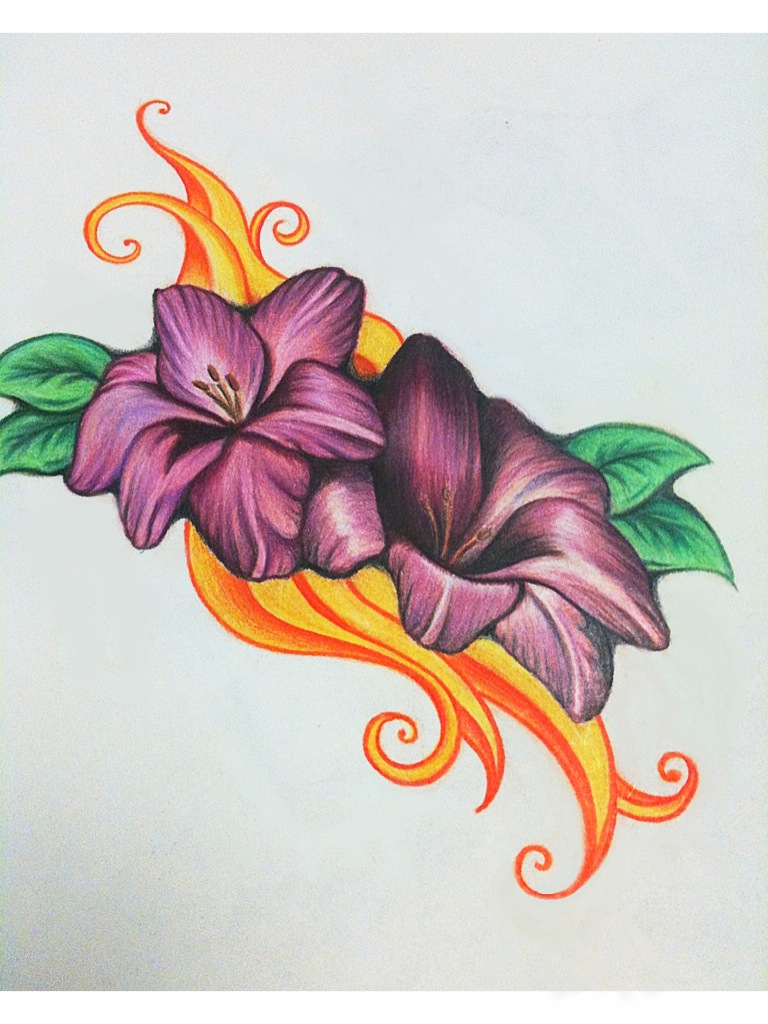 768x1024 Easy Colored Pencil Drawings Of Flowers