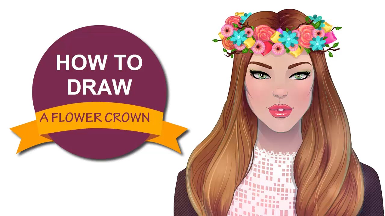 1280x720 How To Draw A Flower Crown I Draw Fashion