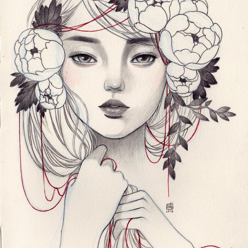 1024x1024 Today I Have Tried To Draw This Flower Crown Lady Who Is So