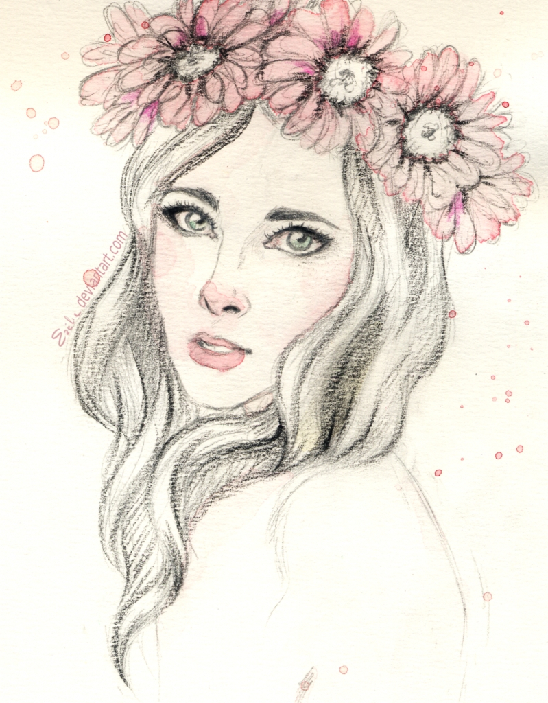 799x1024 Girl With Headband Drawing