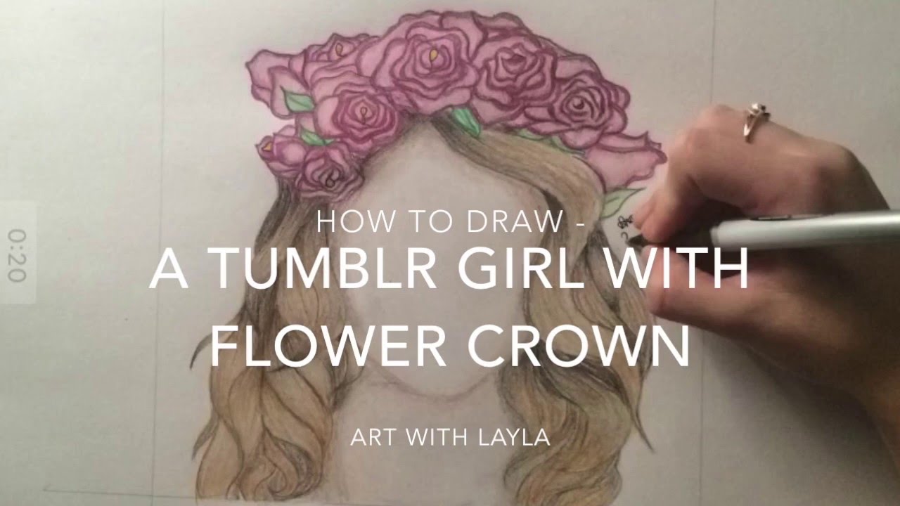 1280x720 How To Draw A Tumblr Girl With Flower Crown (Time Lapse)