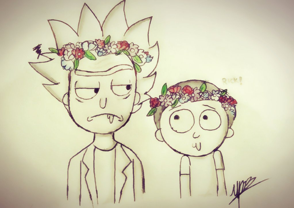 1023x726 Rick And Morty Whit Flower Crown Tumblr By Minaprinces