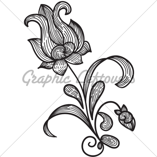 500x500 Drawn Floral Design Drawing