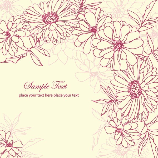 600x600 Hand Drawn Flowers Background Vector Vector Art