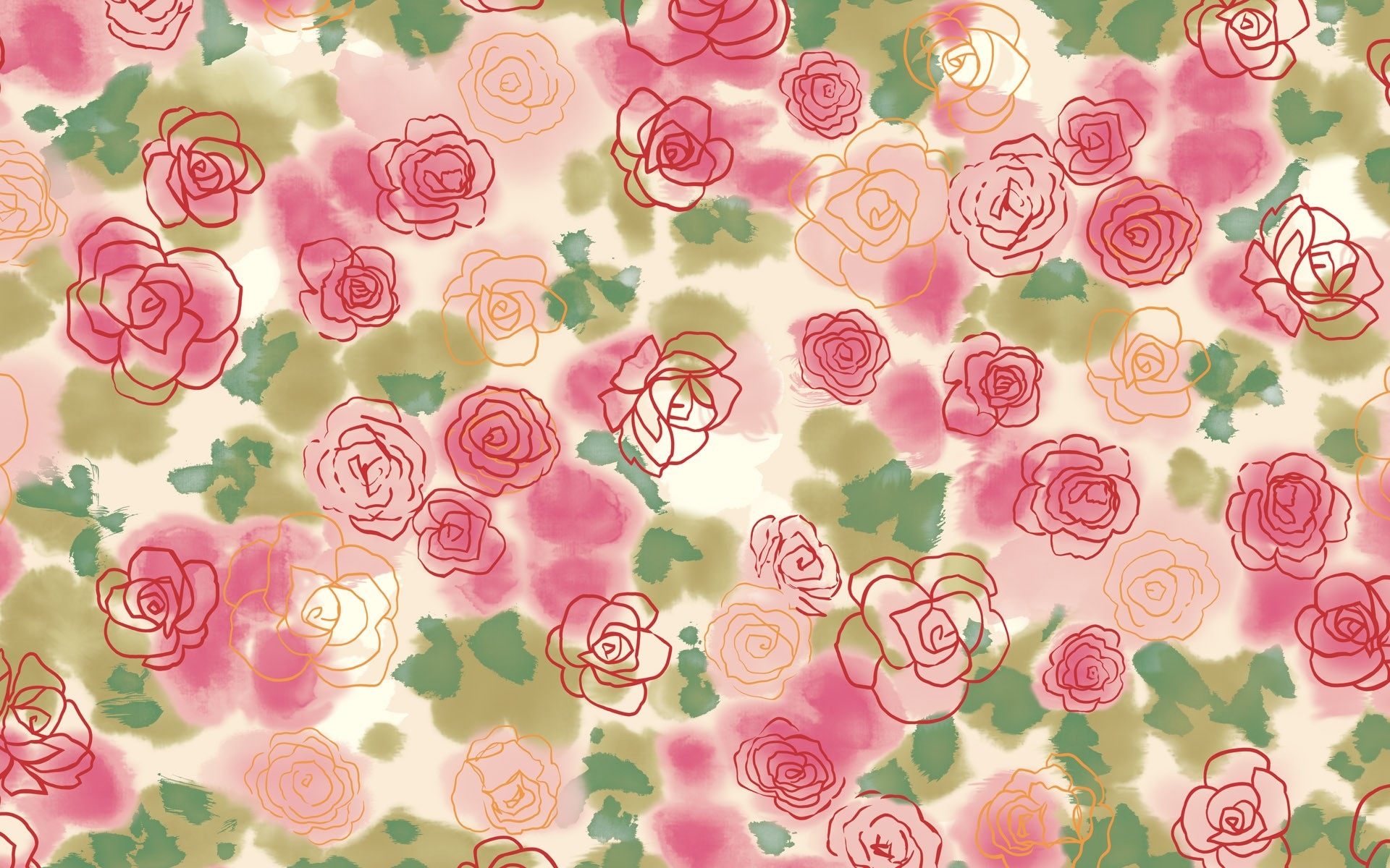1920x1200 Wallpaper Drawing, Food, Flowers, Heart, Pattern, Circle, Pink