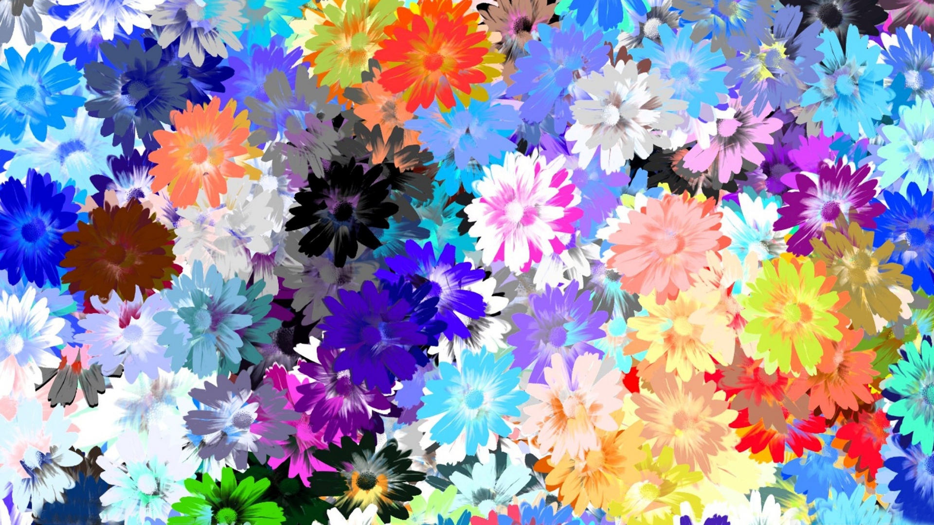 1920x1080 Download Wallpaper 1920x1080 Flowers, Colorful, Drawing, Oil Full