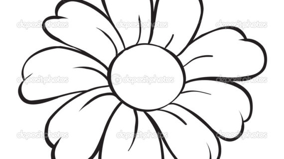570x320 Simple Drawing Of Flowers Black And White Flower Drawing Clipart