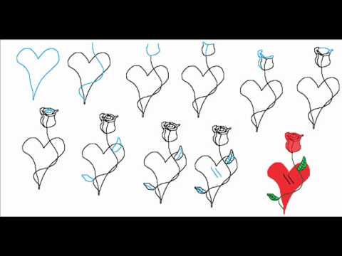 480x360 How To Draw A Heart With A Rose Flower Easy Simple Step By Step