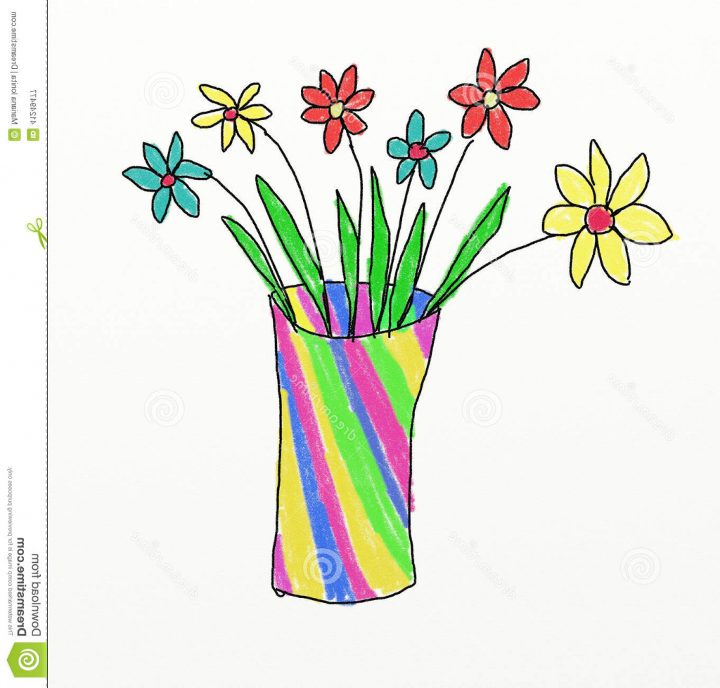 1024x979 Flower Vase With Flowers Drawings For Kids Flower Vase Drawing Kid