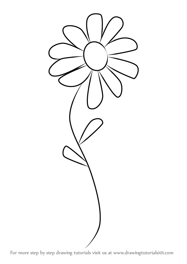 596x843 Learn How To Draw A Flower For Kids (Flowers) Step By Step