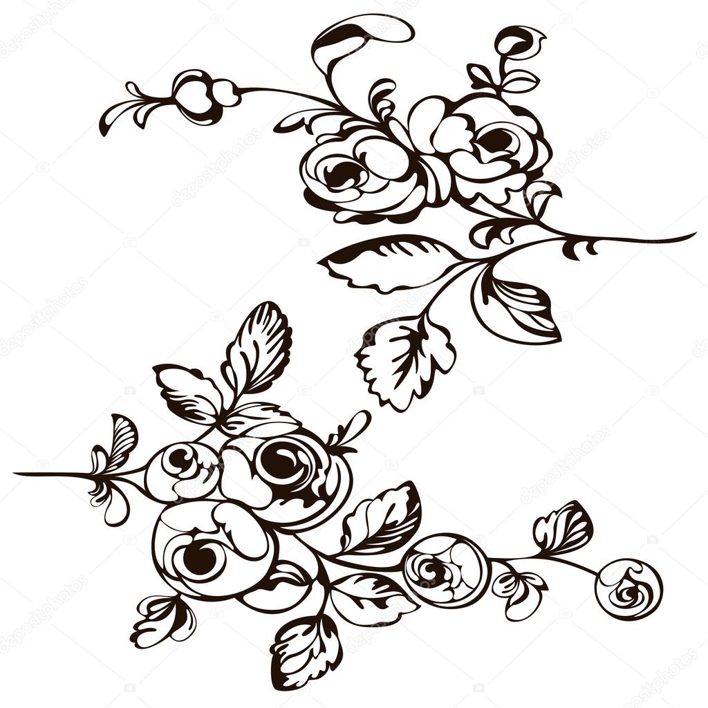 1024x1024 Drawing Pattern Flower, Painting Closeup Rose Stock Vector