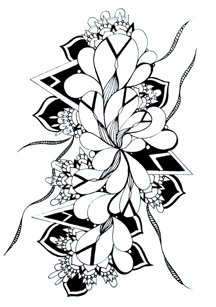 749x1066 Abstract Drawing Ink Tattoo Pattern Flower Zentang By Curious Ruby
