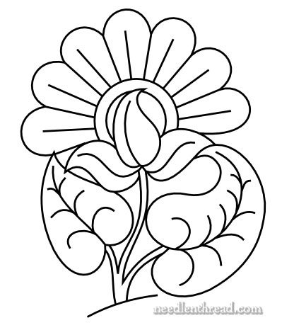 399x466 Free Hand Embroidery Pattern Exuberant Flower