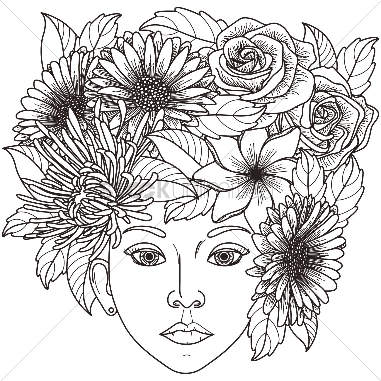 1300x1300 Intricate Flower Hat Vector Image