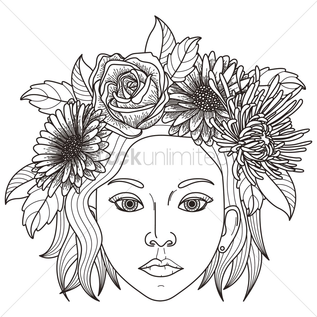 1300x1300 Intricate Flower Hat Vector Image