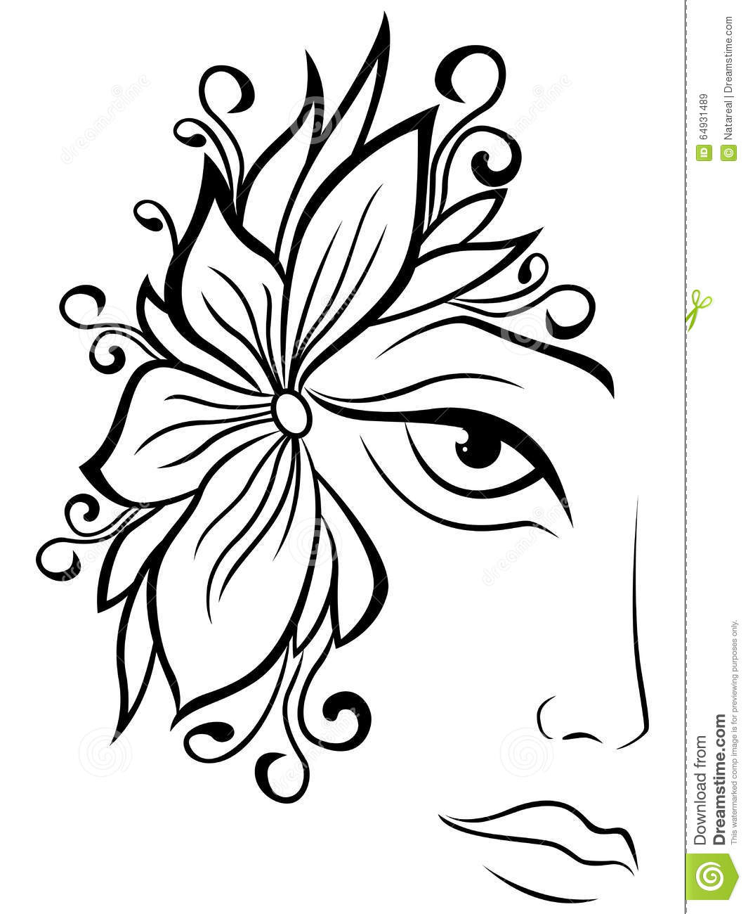 1065x1300 Drawing Girl Face Flower