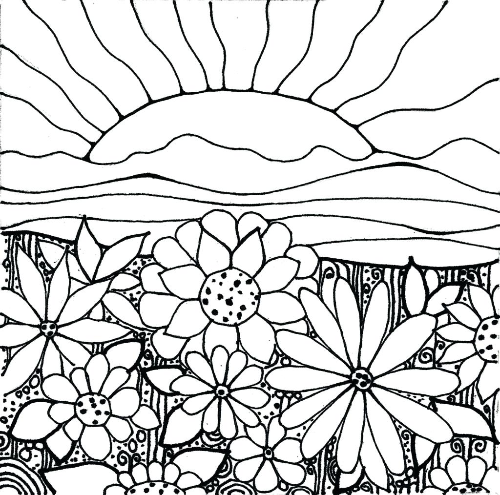1024x1014 Coloring Flower Garden Coloring Page How To Draw With Flowers My