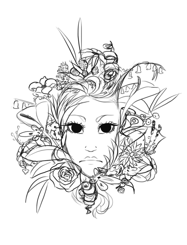 780x1024 Flower Girl Sketch By Swaja