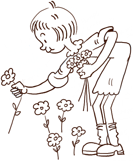 451x547 How To Draw A Girl Picking Flowers For Valentines Day Or Mothers
