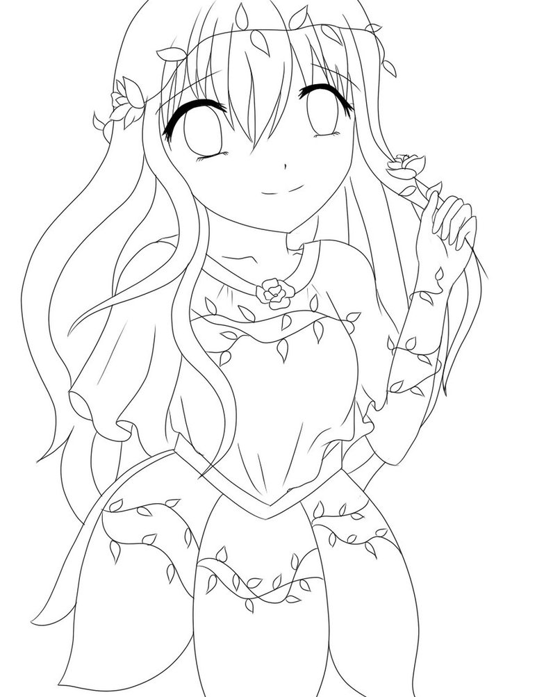 796x1003 Flower Girl Lineart By Inorinouta