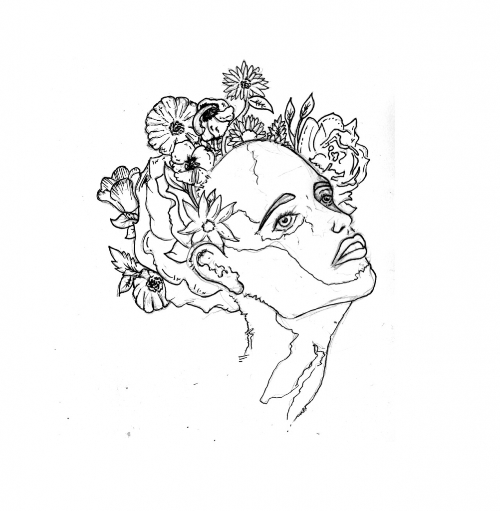 1002x1024 Flower Drawing On Tumblr Flower Line Drawing Tumblr