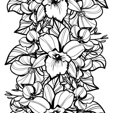 450x450 Peony Flower Drawing Sketch Black White Line Art Stock Vector