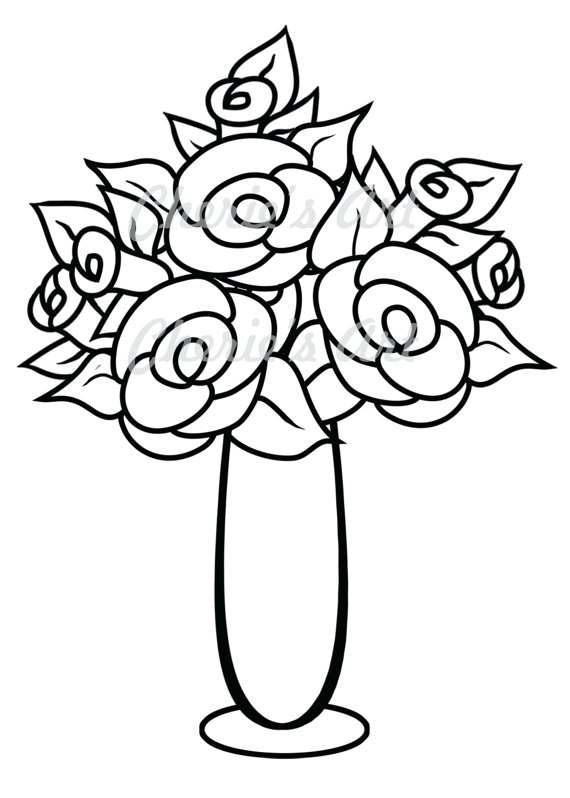 570x798 Flower Vase Drawing Clipart