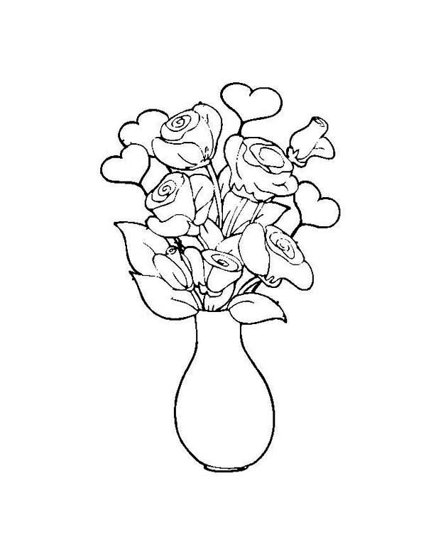 600x777 Flower In The Vase Coloring Page