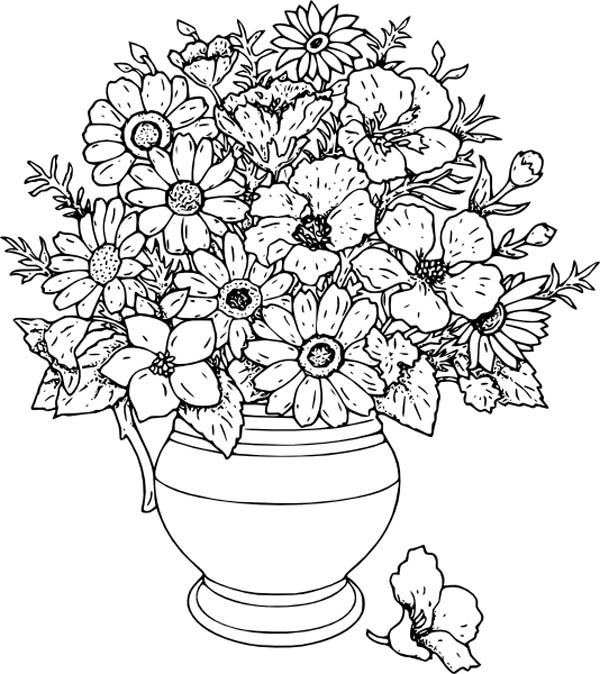 600x674 Beautiful Flower Vase Coloring Page Coloring Pages
