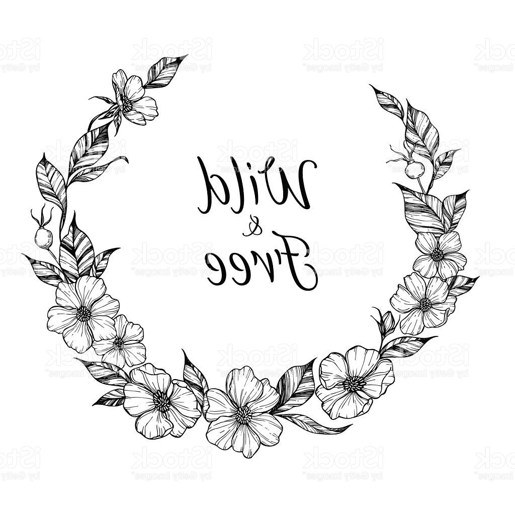 1024x1024 Best Free Hand Drawn Vector Illustration Wreath With Flowers