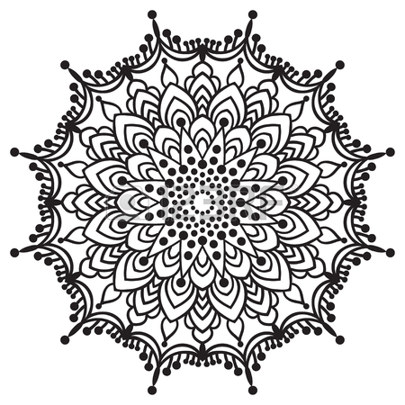 450x450 Hand Drawing Zentangle Frame. Black And White. Flower Mandala