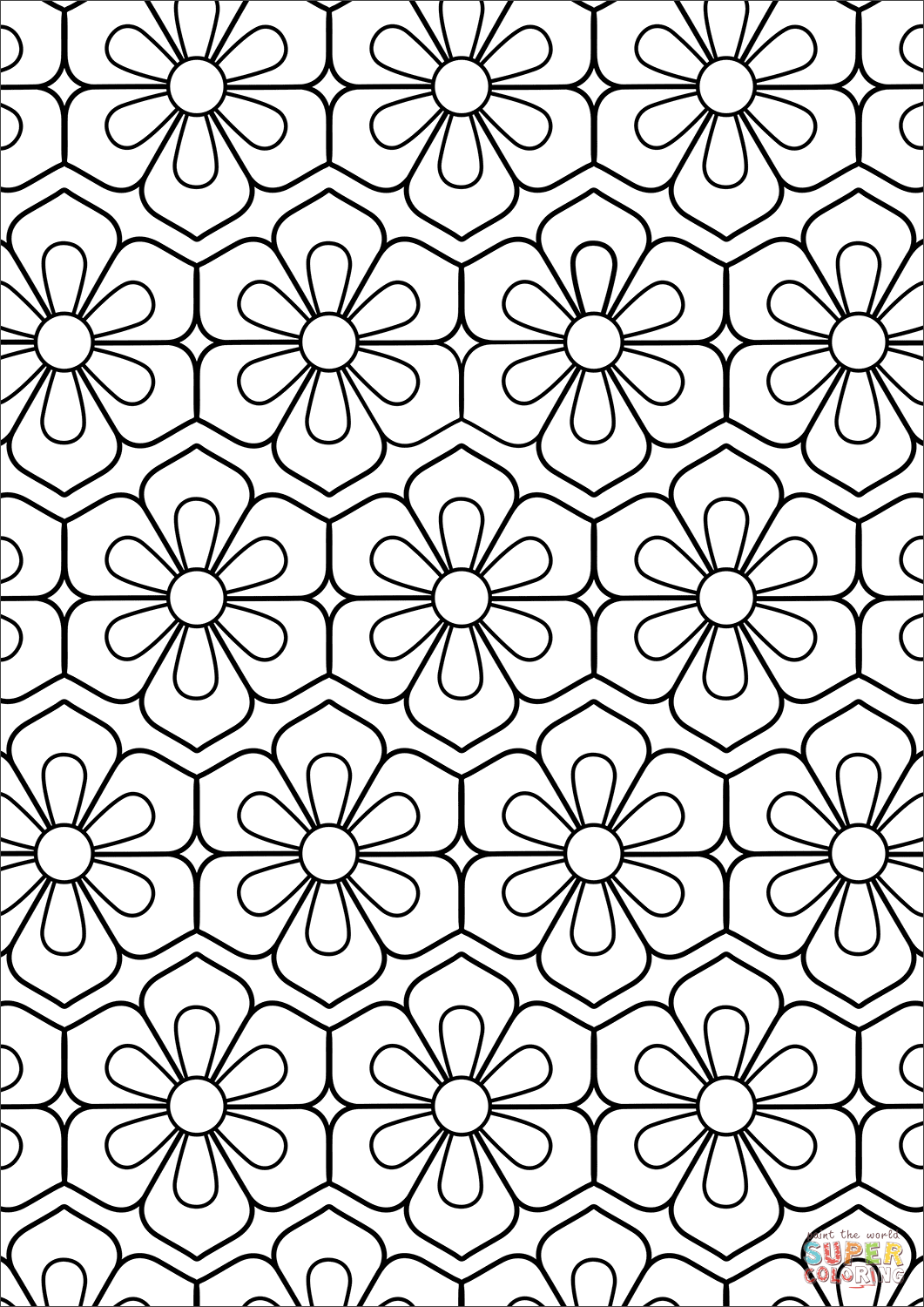 1061x1500 Flower Pattern Coloring Page Free Printable Coloring Pages