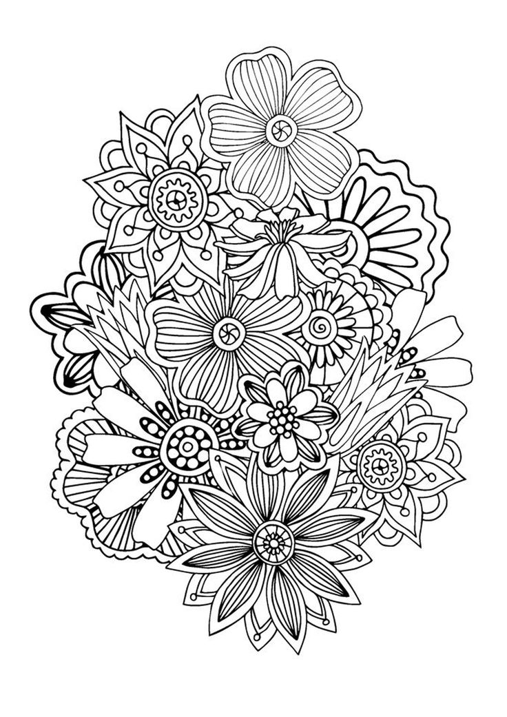 736x1041 Flower Patterns Adult Coloring Pages Printable