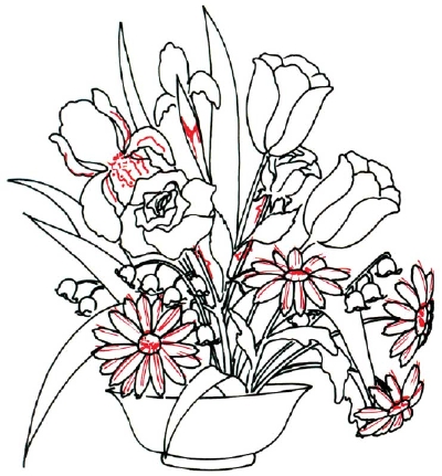 400x431 Drawn Plant Flower Arrangement