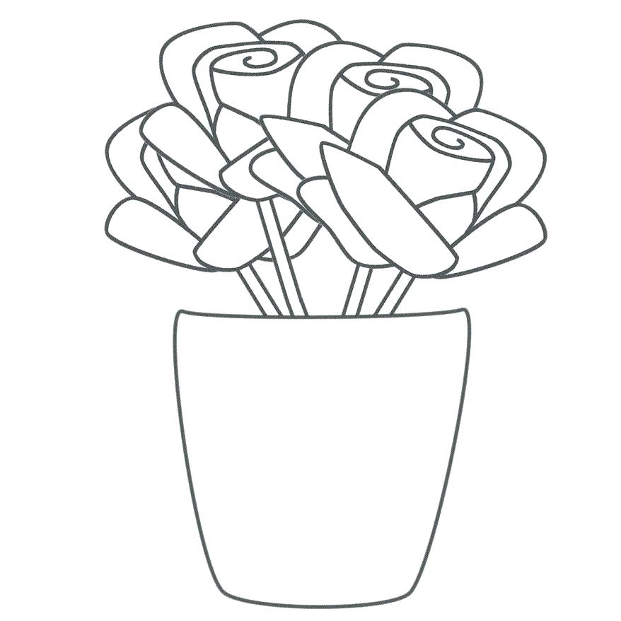878x878 Minimalist Flower Pot Coloring Page Kids Pages Pots With Flowers