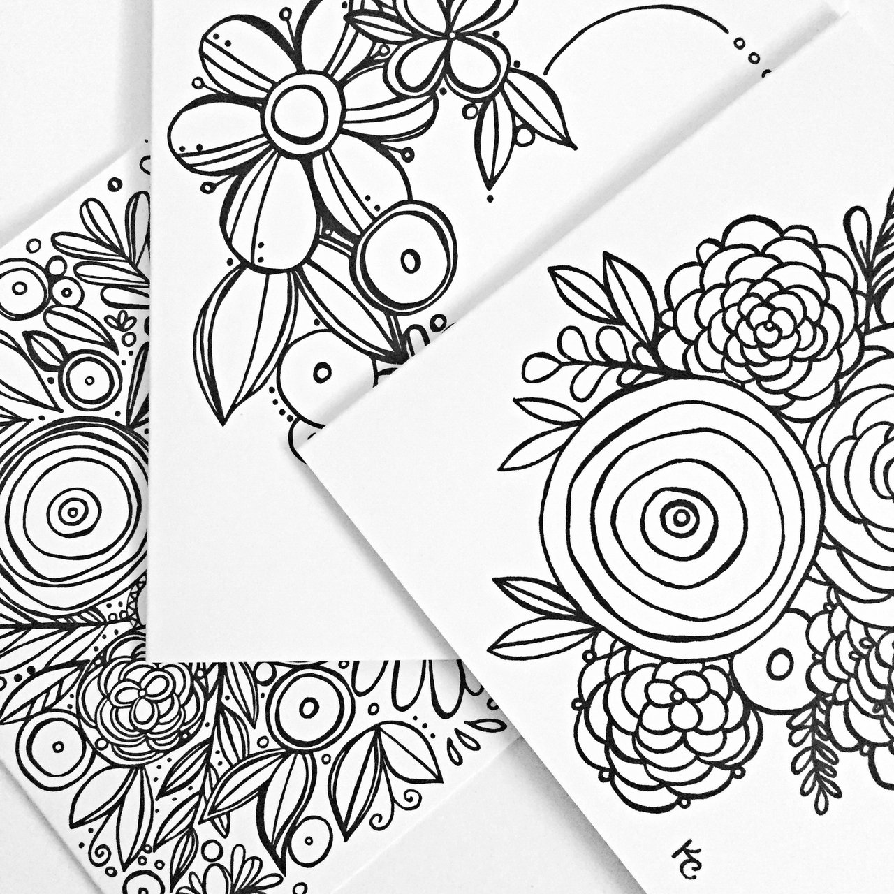 1280x1280 The Flower Shop Floral Coloring Cards (Set Of 6)