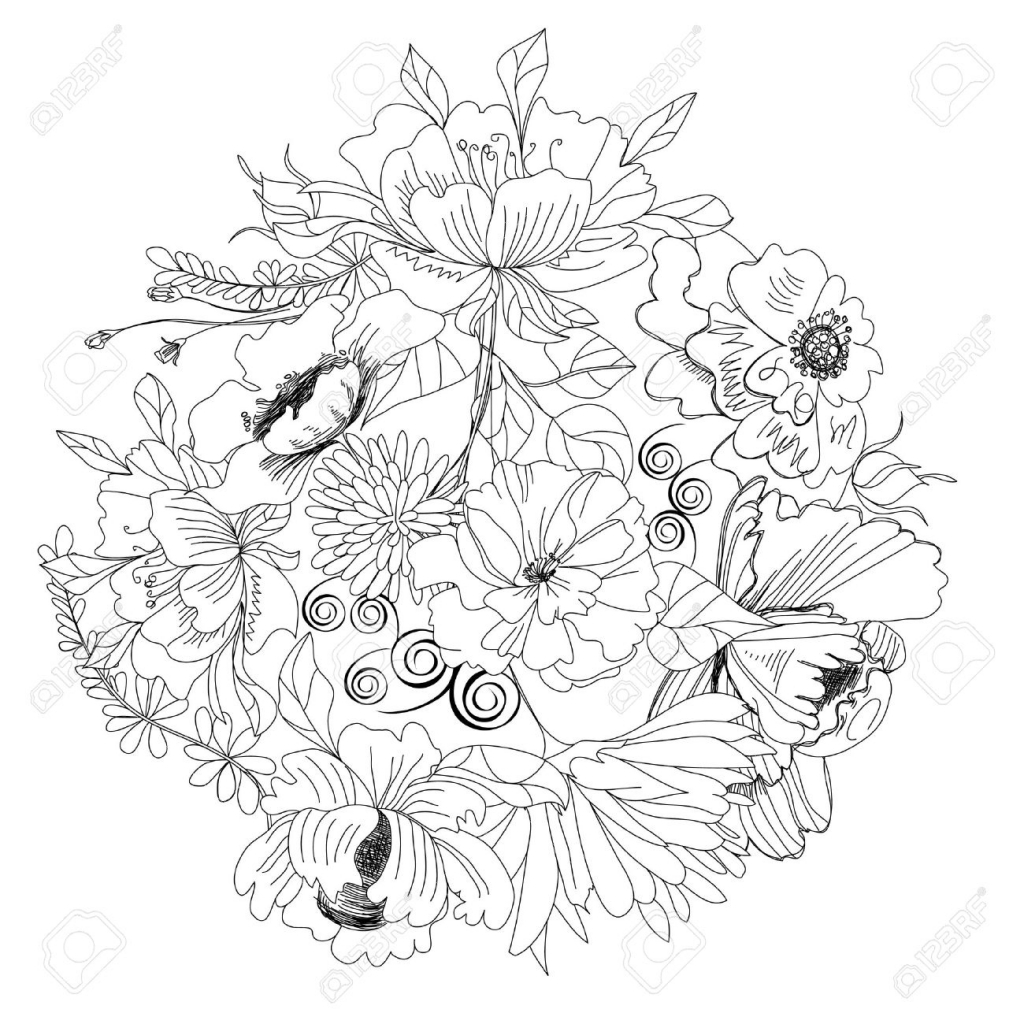 1024x1024 Sketches Of Flowers Flower Sketch Images Stock Pictures Royalty