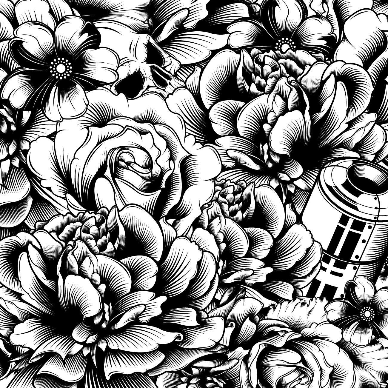 1300x1300 Flower Skull Canvas