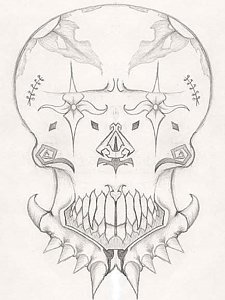 225x300 Flower Skull Drawings