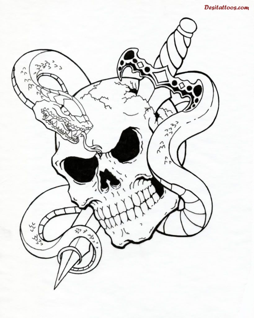 819x1024 Amazing Skull And Snake Tattoos