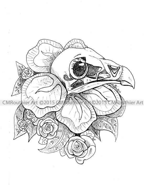 550x706 Bird Skull Flower Neck The Artistrator