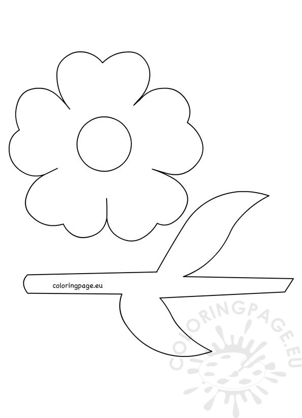 595x822 Flower With Stem And Leaves Template Coloring Page
