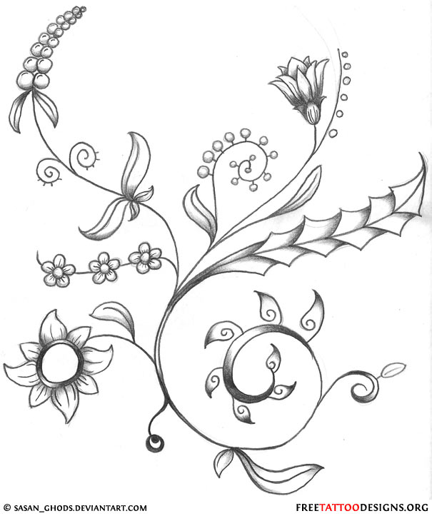 605x723 Flower Tattoo Gallery 70 Flower Designs